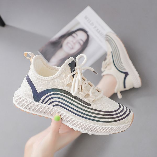

new women sneakers girl fashion casual sport shoes women spring summer breathable knit designer walking shoes, Black