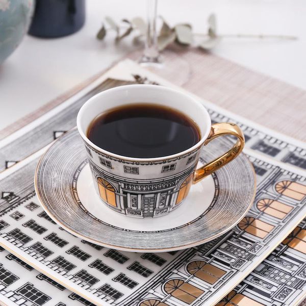 

cups & saucers swan castle pattern bone china coffee cup and saucer set european style with afternoon teacup nice gift