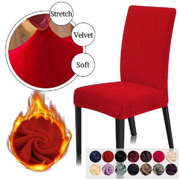 

14colors 1/2/4pcs chair cover velvet stretch dining slipcovers solid color spandex plush covers protector for home
