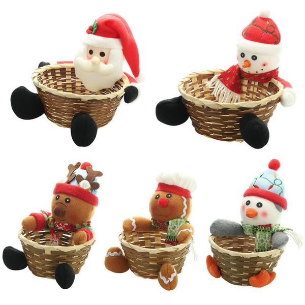 

storage baskets merry christmas wicker candy basket decoration elk snowman santa claus fruit food holder home decor