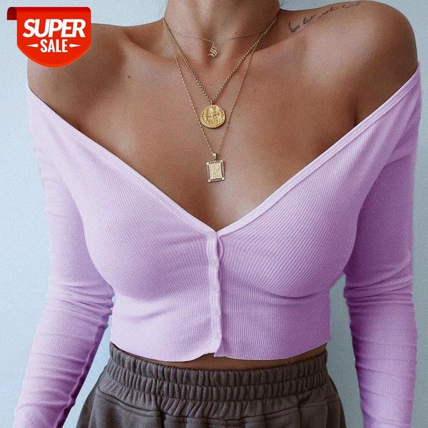 

[in stock]strapless deep vt shirt women european and american style 93202 solid color v backless button #gr5e, White