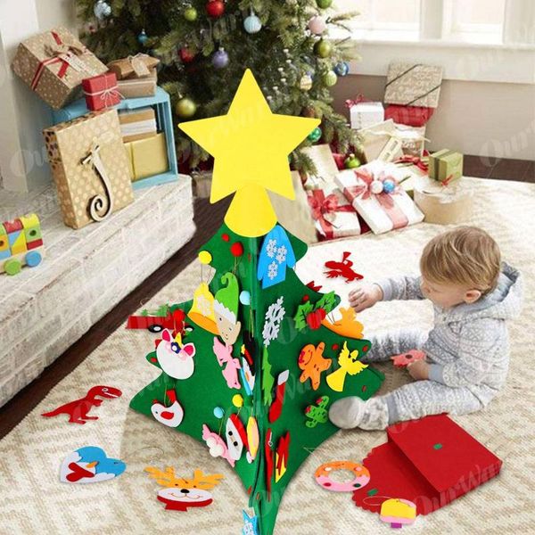 

christmas decorations ourwarm diy felt tree snowman with ornaments fake kids toys party decoration year 2021