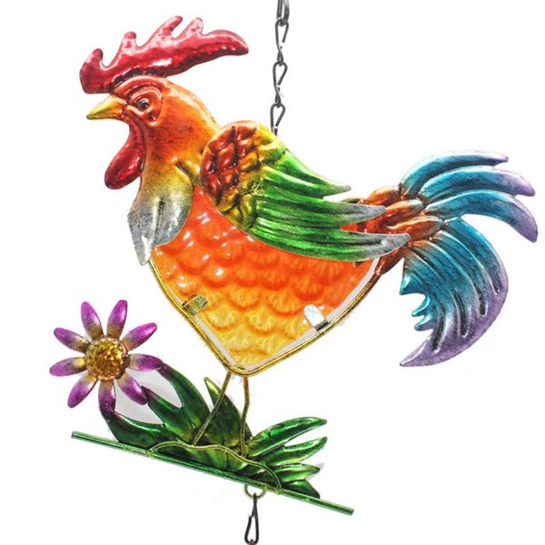 

decorative objects & figurines metal rooster windchime pendant indoor outdoor stained glass windchimes hanging ornaments for room, balcony,