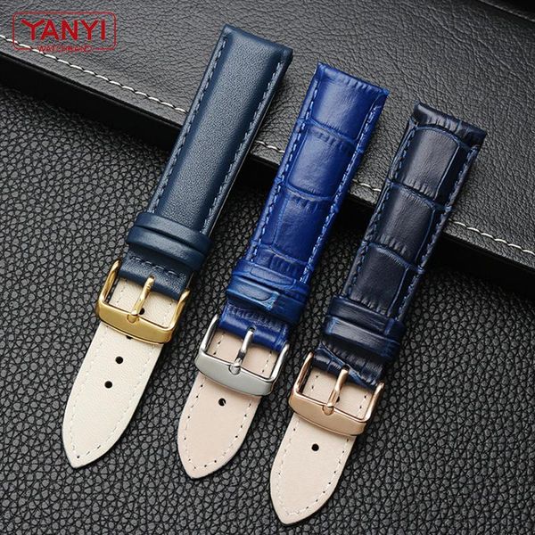 

watch bands genuine leather bracelet blue color strap for citi-zen ro-ssini watchband 14 16 18 20mm 21m 22mm 23mm band wholesale, Black;brown