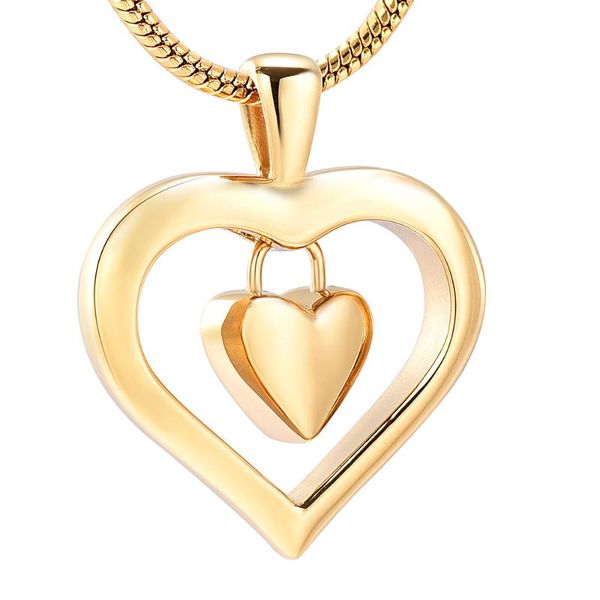 

pendant necklaces double heart cremation jewelry for ashes lock urn necklace human pet memorial women men, Silver