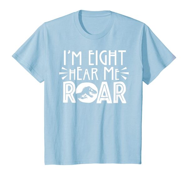 

kids i'm eight hear me roar 8th birthday 8 years old dinosaur kid t-shirt, White;black