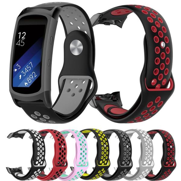 

watch bands sport silicone strap band for samsung gear fit 2 pro / sm-r360 smart bracelet replacement watchband belt, Black;brown