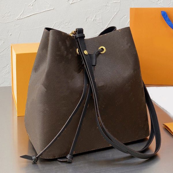 

quality drawstring bucket bag cowhide leather crossbody handbag single shoulder womens bags champagne purse color microfiber