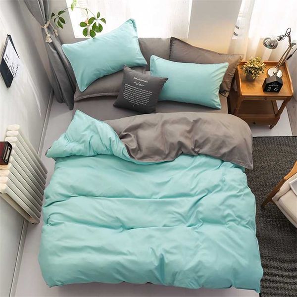 Set di biancheria da letto in stile americano primavera autunno verde scuro + grigio King Queen completo lenzuolo singolo copripiumino federa 211007