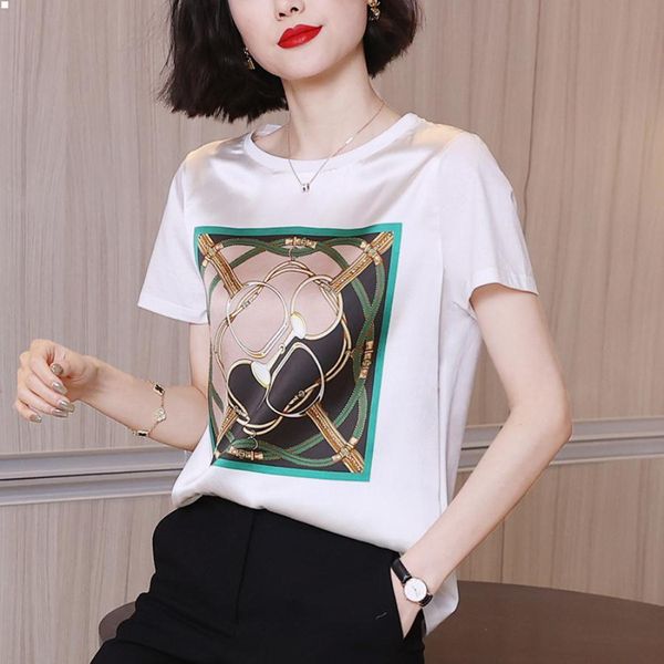 

cotton designers t shirts black women clothing classic camisas de hombre t-shirt tee tshirt round collar dress male clothes female crop shor, White