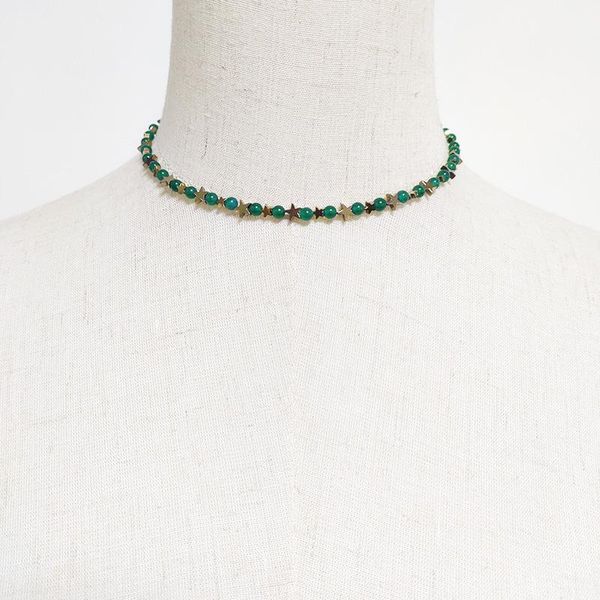 

chokers creative design green stone necklace gold-color star mix and match beaded choker vintage gothic collier femme 2021 beach charm, Golden;silver
