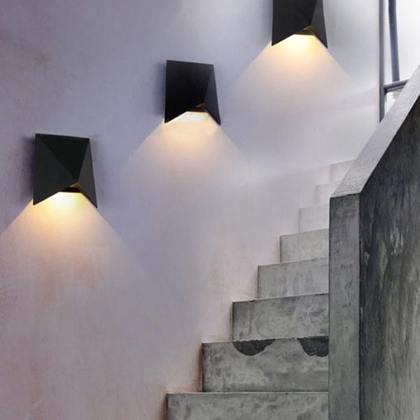 

outdoor wall lamps thrisdar 6w waterproof led aluminum polygon courtyard garden porch corridor el balcony lights