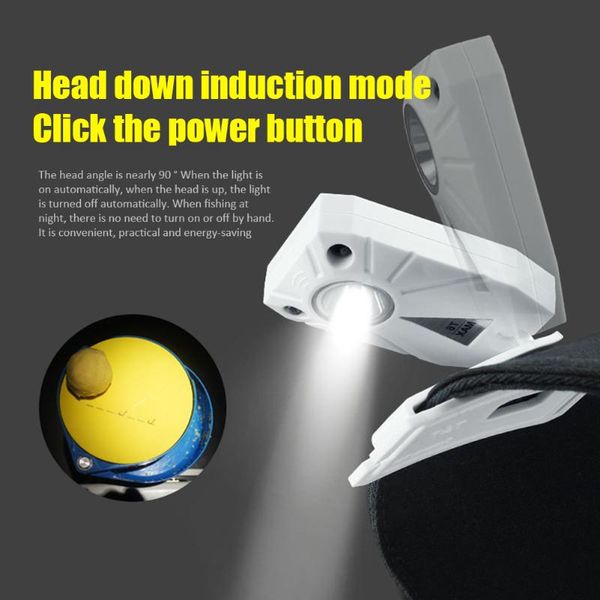

headlamps led sensor headlight multi-function usb rechargeable clip on cap hat light for outdoor portable lighting headlamp