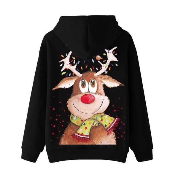 

women's hoodies & sweatshirts christmas print hoodie long sleeve plus size women clothing ea o neck oversized 2021 ropa mujer female wi, Black