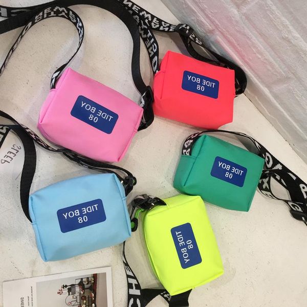 

bag messenger one-shoulder children's contrast style new color korean fashion letter 2021 small square vired