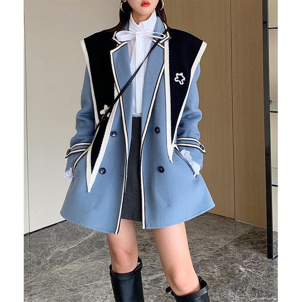 

women's wool & blends coat high fashion elegant women winter warm overcoat female 2021, Black