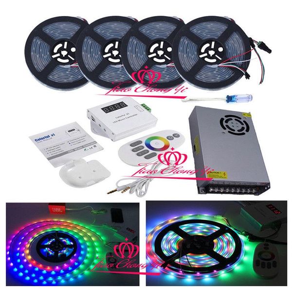 

strips 2021 5v ws2812b individually addressable led strip ip67+remote music controller+power