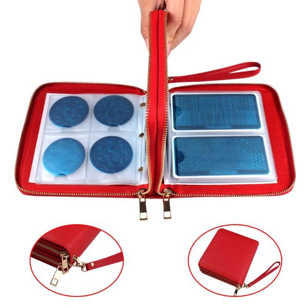 

nail art stamping plates double zipper cases 192 slots stencil carimbos sellos arrival plate organizer kits