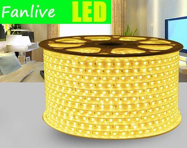 

strips fanlive 50m/lot ac 220v ac110v waterproof led strip light 2835 smd 180leds/m three row flexible tape lights neon