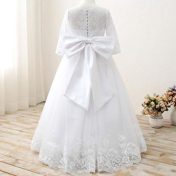 

girl's dresses puffy flower girl dress for wedding lace appliques kids long sleeve first communion 1-14y, Red;yellow