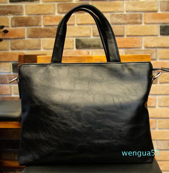 

men pu black long cross computer brefcases business handbag
