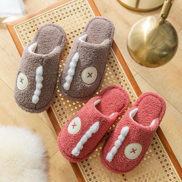 

women cute slippers couple winter home flat shoes plush warm bedroom female slipper casual ladies slide mtx88, Black