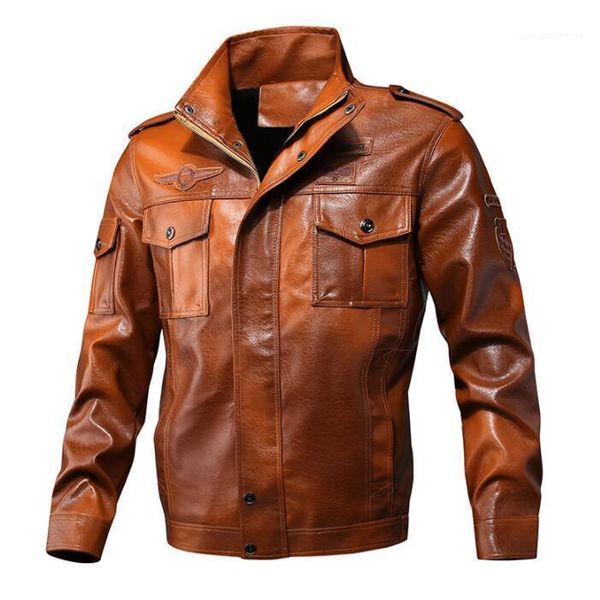 

black brown mens leather jacket slim motorcycle coat men jackets plus velvet thicken clothes personalized jaqueta de couro men's fur &