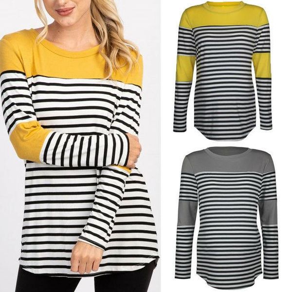 

women's striped print shirts women maternity clothes long sleeve breastfeeding pregnancy blouse, White
