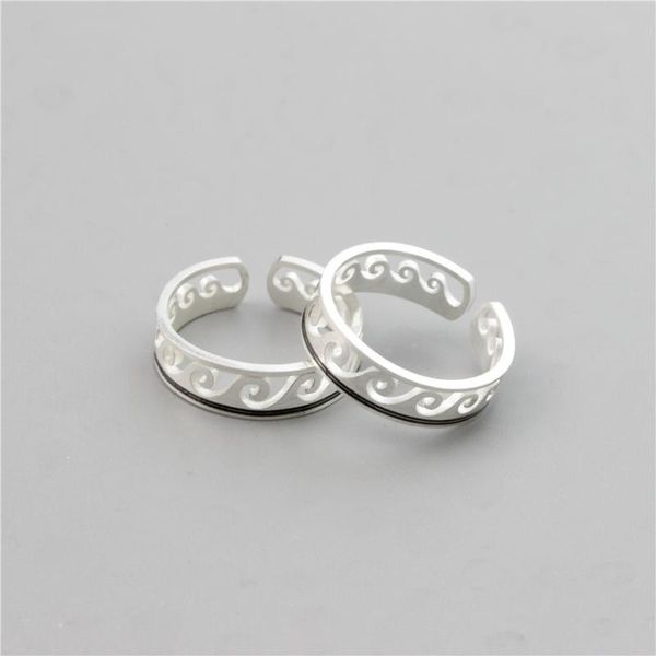 

silver color rings for women men fashion wave jewelry stainless steel hollow adjustable party ring friend gifts 2021 cluster, Golden;silver