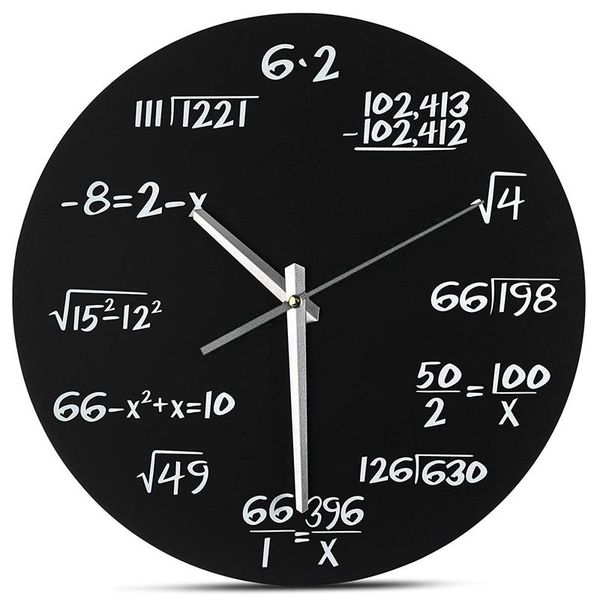 

math wall clock - unique each hour marked by a simple equation clocks