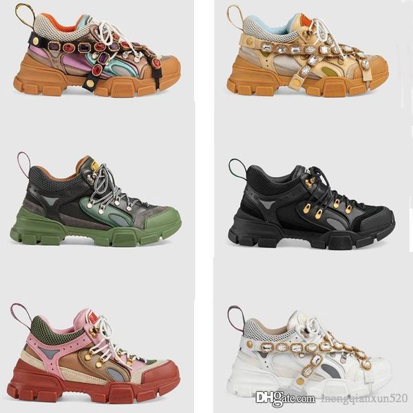 

thick soled casual shoes women travel leather lace-up sneaker 100% cowhide fashion lady designer platform diamonds trainers letters men gyma, Black