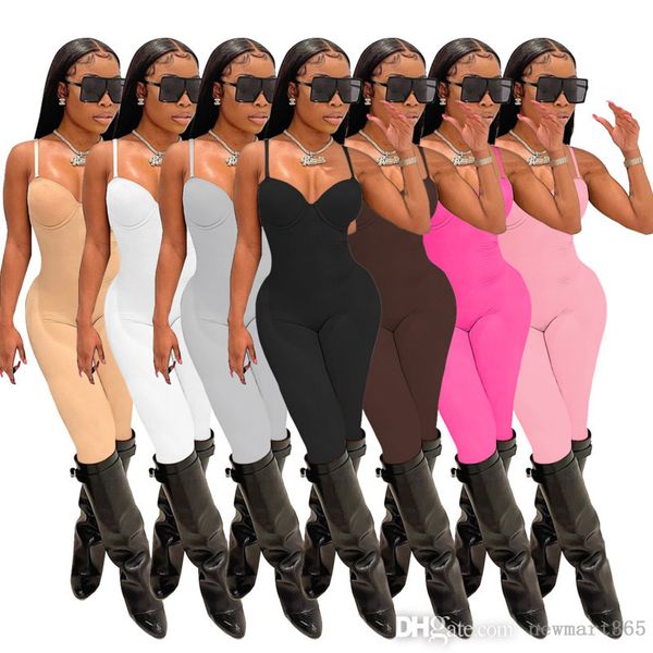 

designer womens 2022 summer jupsuits suspender pants rompers solid color bodysuits, Black;white