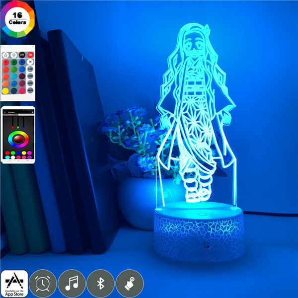 

anime 3d led nightlight kamado nezuko figure desk lamp night light app control home party decor child kids friends birthday gifts