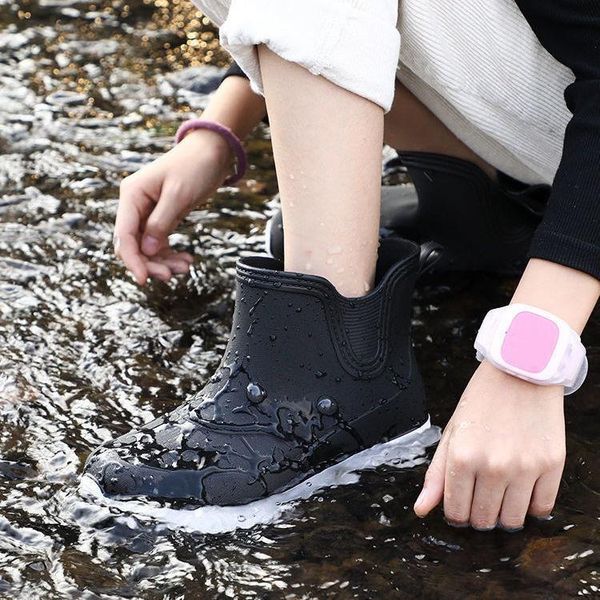 

fashion women rain boots 2021 children in tube water shoes boys and girls rubber, Black;grey