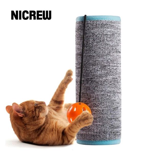 

cat toys nicrew scratch board toy sisal scratching for cats protecting furniture grind scratcher mat with bell