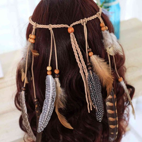 

souvenirs pendant indian feather hair band national headdress bohemian women's hat