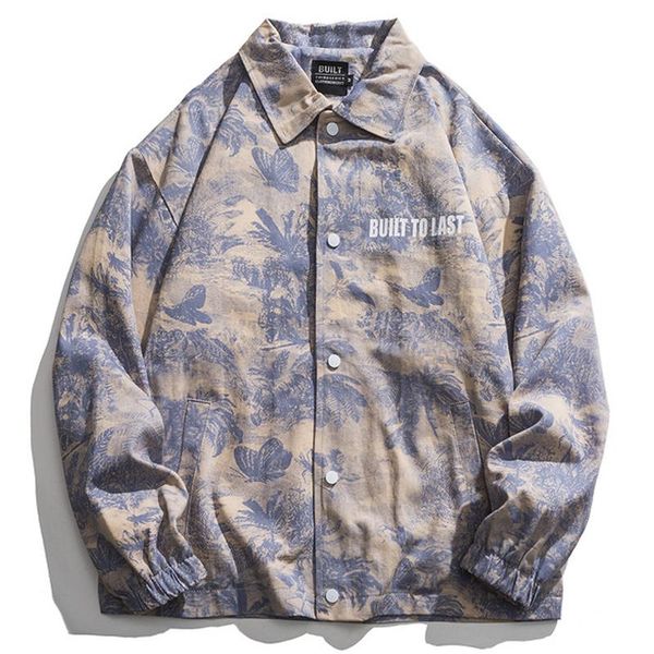 

men's jackets mens oversized windbreaker hip hop graffiti flower print botton jacket coats harajuku casual loose outerwear, Black;brown