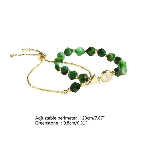 

2pcs/set women luxury green stone bracelet personality wristband chain jewelry 6xda charm bracelets, Golden;silver