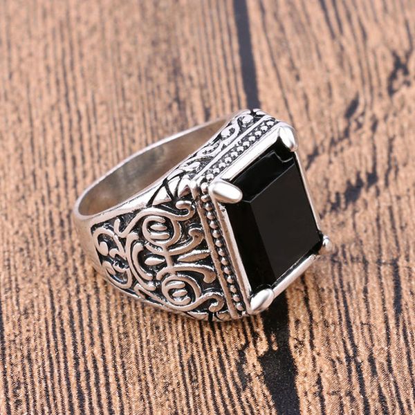 

new mens ancient gold red chinese wind totem mens ring personality trend retro ring size 7 8 9 10 11 rings jewelry, Slivery;golden