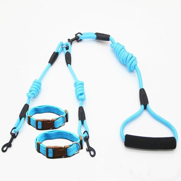 

pet double headed pull dog rope one drags two walking collars & leashes