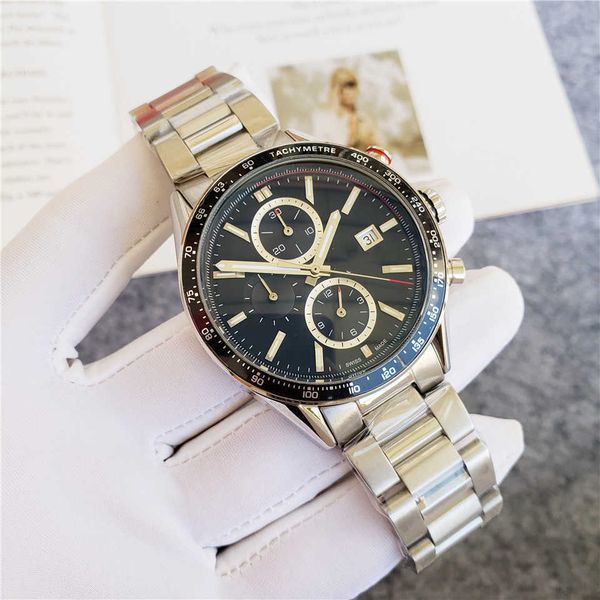 

2021 new men's and women's luxury quartz watch 44mm large dial waterproof calendar aaa gift black brown blue, Slivery;brown
