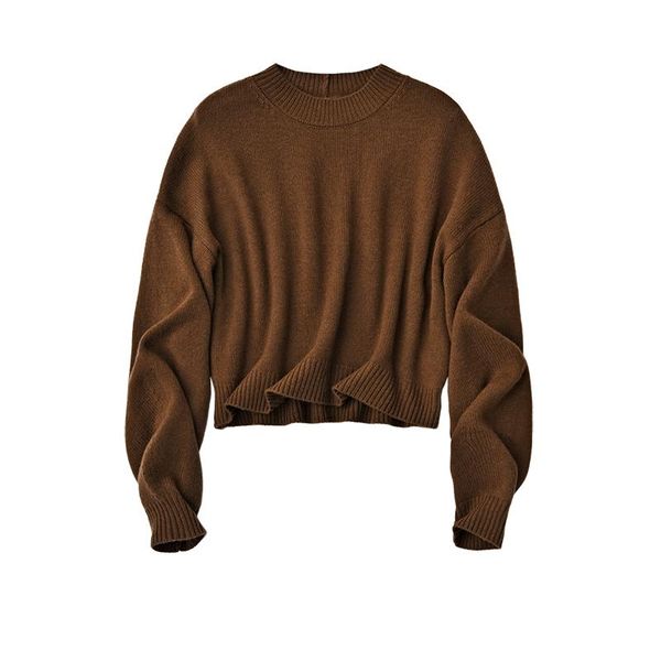 

women's sweaters shuchan100% wool cropped for women loose-fitting drop fashion sweater warm o-neck casual solid, White;black