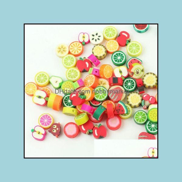 Andere lose Perlen Schmuck Mode 300 Teile/los Gemischte Fimo Polymer Clay Früchte Spacer Kleidung Kappen DIY Dekoration Finden Assories Drop Delive