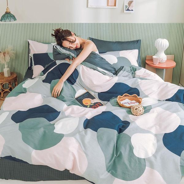 

bedding sets ins net red four piece bed set pure cotton small fresh fitted sheet quilt three