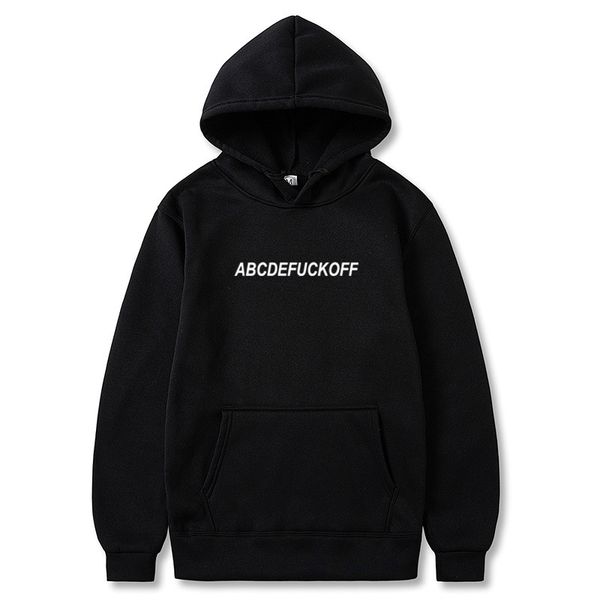 

2020 letter abcdefuckoff printed long sleeve hoodie, Black