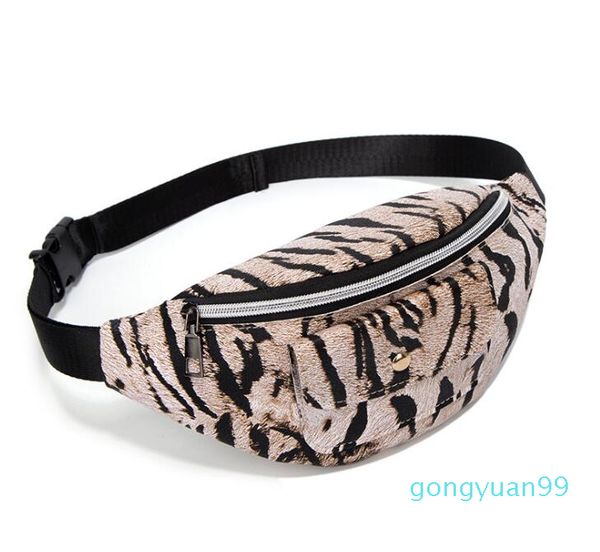 

waist bag women pu tiger grain printing pocket zipper cross body bag 4colors