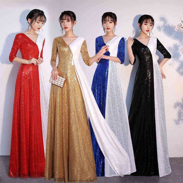 

luxury prom dresses chorus performance chorus evening 's banquet 2021 long style, Black