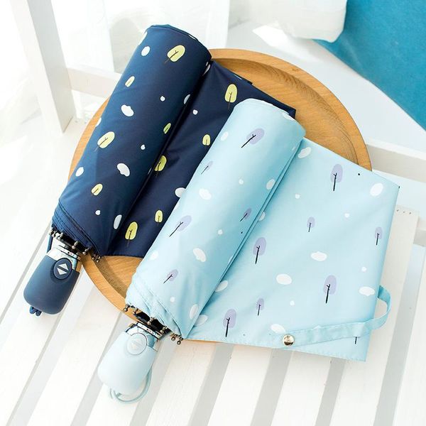 

umbrellas automatic umbrella rain women three-folding windproof pure color female waterproof parasol