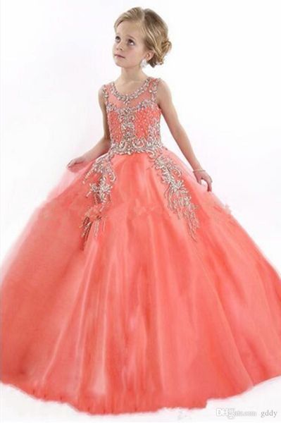 

family matching outfits 3d floral appliques pearls flower girl dresses backless sheer neck tulle little girls pageant birthday gowns, Blue