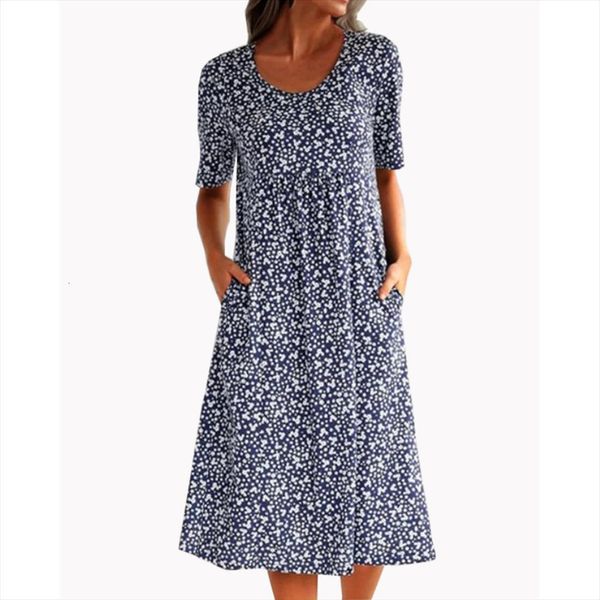 

printed o neck women dress short sleeve a line knee length pleated dresses for woman summer casual cotton, Black;gray